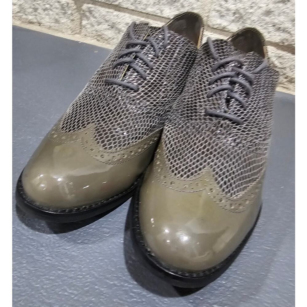 Cole Haan Snake Skin Oxfords, Patent leather, Olive green, Women’s Sz 8 - Picture 5 of 7